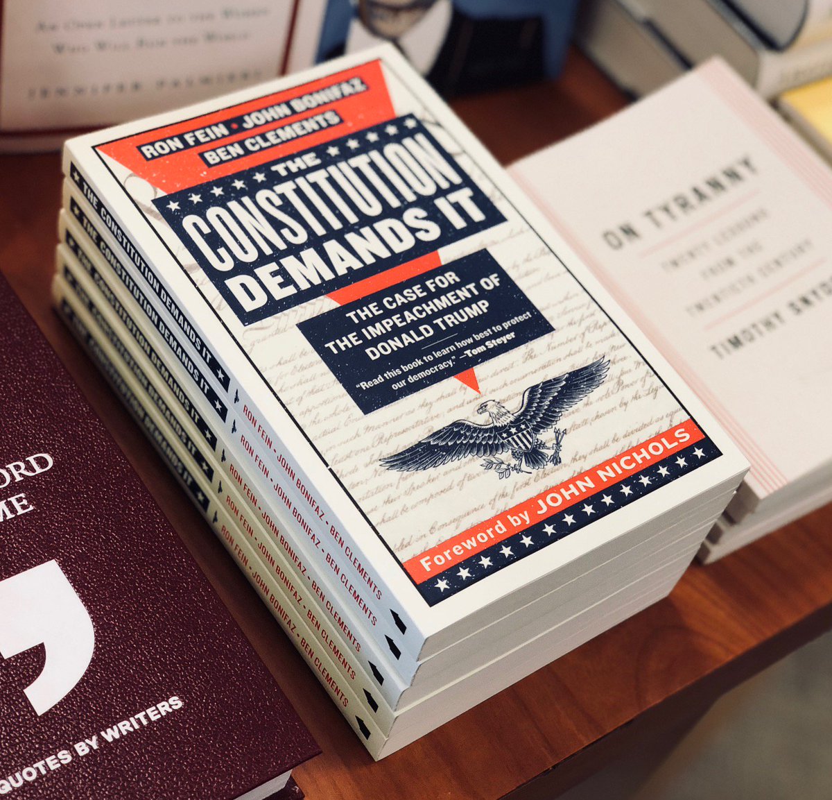 changinghands's tweet image. Constituents here, @JeffFlake and @SenJohnMcCain. Summer reading rec for you: THE CONSTITUTION DEMANDS IT, out today from @melvillehouse: bit.ly/2ubxd1u

Set aside the Mueller probe. Trump is impeachable now on eight counts, all laid out in the book. You must remove him.