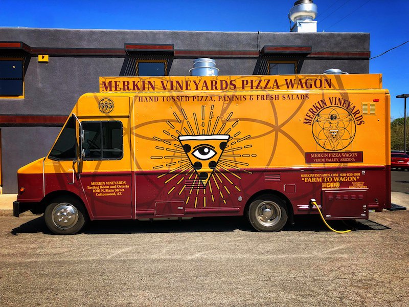 caduceuscellars's tweet photo. The Merkin Pizza Wagon makes its first trip to Jerome on Sunday, August 19, 7:30 pm at the Spirit Room. Track the truck: https://t.co/AnHjxPQLiz  #azfoodtruck #jeromeaz #farmtowagon https://t.co/8vWp4Ni7ZO