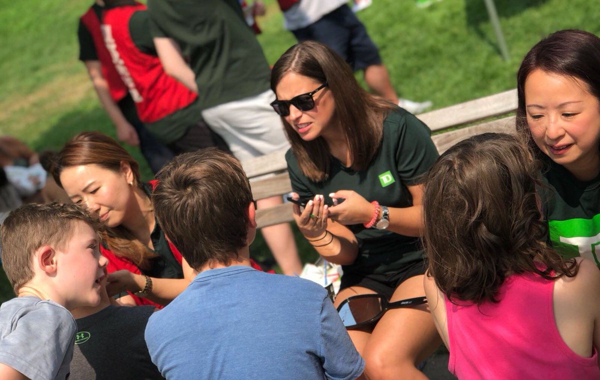 These three <a href="/TD_Canada/">TD (Canada)</a> Branch Managers had a long line of excited kids today waiting for their faces to be painted in the sun at our Literacy Tents! @UWLM #community