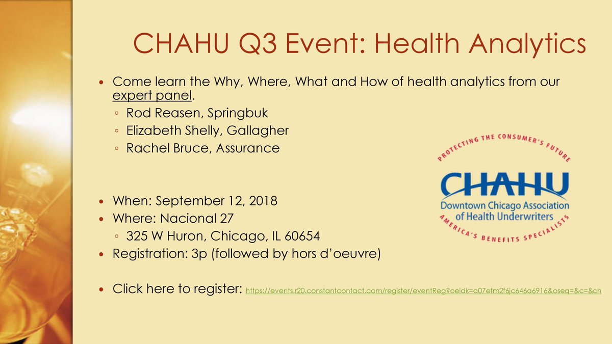 jaredsmith1322's tweet photo. Healthcare Industry Professionals, please join @ChitownNahu for our third Quarterly meeting.  We will be facilitating a timely discussion with an all-star panel focusing on #Health #Analytics.  Please use the link below to register!  https://t.co/opDgZDcL4A https://t.co/MCNlaenkBy