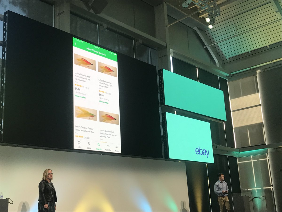 latestFromTV's tweet photo. @screaminggeek and @SchusWorld announcing and demoing eBayโs brand new image search API #ebaydev #eBayConnect #eBayTech https://t.co/RTrEFfnDd5