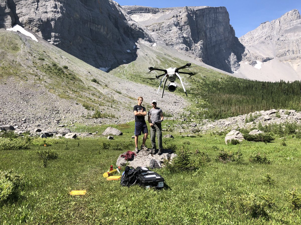 derektrobinson's tweet photo. Spot the #drone in picks of our #fieldwork in the #Rockies mapping  #wetlands today with @aeryonlabs SkyRanger #uav. Great help from @envwaterloo #Students and @girls_can tech @biolite. Even ran into @UW_Hydromet students @ above 2200 m. Go @UWaterloo! https://t.co/RXAoGS6I86