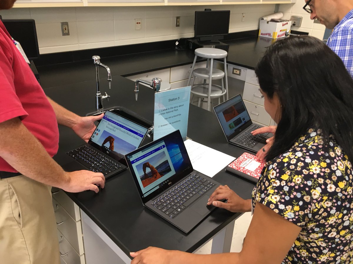 jaclyn_austin's tweet photo. Teachers engaging as learners in Secondary Science @ #HoCoNTO and experiencing different supports available from @VOALearnEnglish @Newsela for students as we explore the concept of erosion https://t.co/XWzuleuw8d