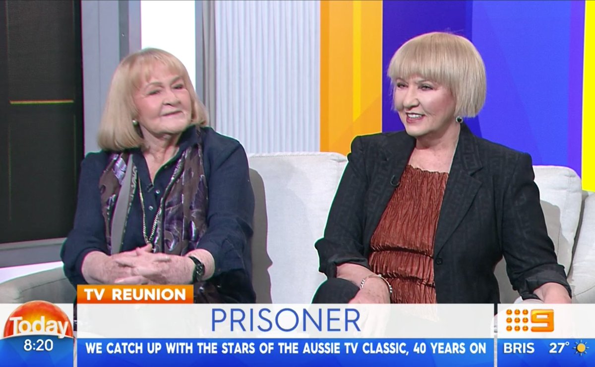 bmcd_mcd's tweet photo. PRISONER! @ValLehman and #AmandaMuggleton (@OfficialAmandaM) on this morning's episode of Nine's @TheTodayShow! Stay tuned into Nine as both will be back on Today Extra at 9:30am AEST! #Prisoner #CellBlockH #BeaSmith #ChrissieLatham #ValLehman #40th #Event #Melbourne https://t.co/bjoiJs7caz
