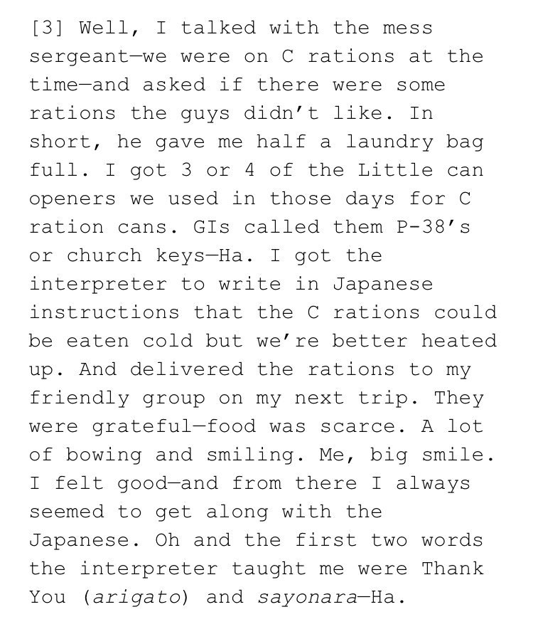 (9/9) I’ll end with my favorite part of the letter: one of his anecdotes. He had experience as a tanker, so among his first jobs during the occupation was driving heavy machinery from the port to different bases in the area. Here’s what happened one day: