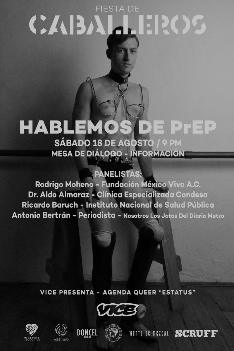 VICESportsLAT's tweet photo. Regístrate para la mesa de información de #FiestadeCaballeros con especialistas y usuarios de PReP, PEP y status VIH + indetectable, donde además VICE proyectará un episodio de #AgendaQueer: https://t.co/9GdRRRfpLt 🤓 https://t.co/wy0Zcsk6tv