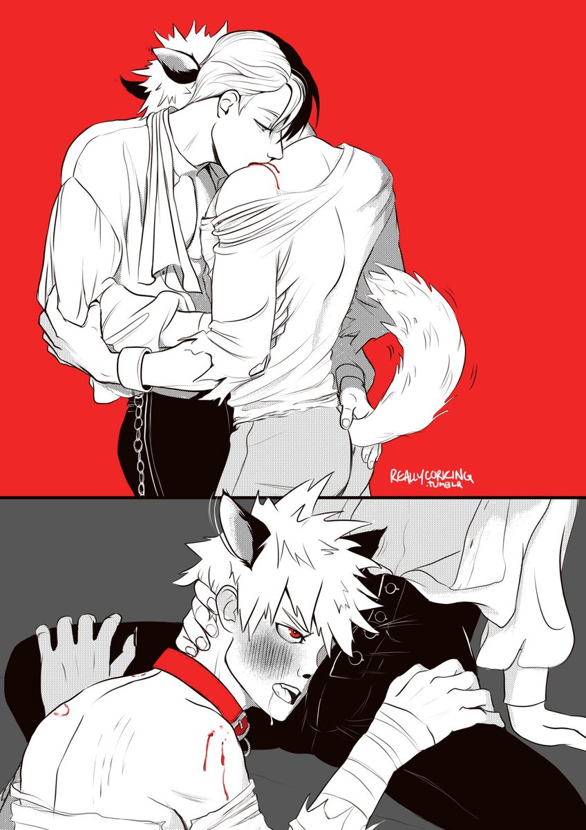 NSFW / blood / biting todobaku week day 3 - au + addiction another collab w...