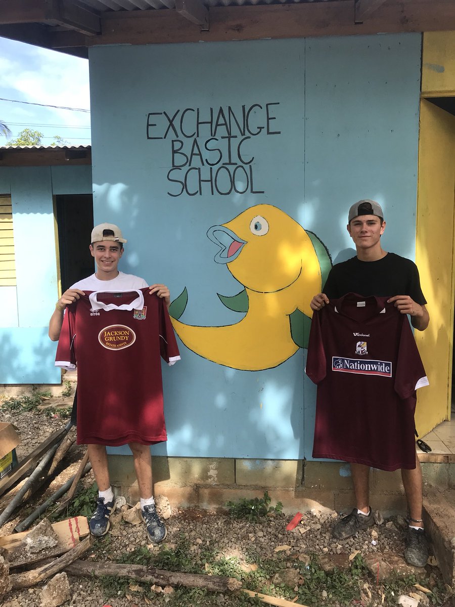 We have just finished a school building project with <a href="/11thnorthantsbb/">11th Northampton BB</a> in Jamaica and today we donated two old <a href="/ntfc/">Northampton Town</a> shirts to local children. #JamaicanCobblers