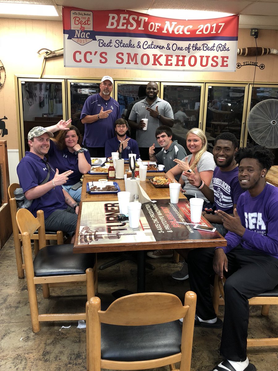 Dinner night with <a href="/kail_kaiser/">Kail Kaiser</a> and the video crew.  Thanks for all the hard work you put in on and off the field! #AxeEm <a href="/cc_smokehouse/">CC Smokehouse</a>