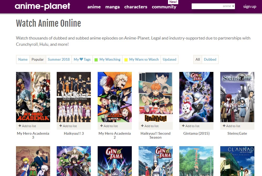 Anime Planet on Twitter: &quot;Looking for a place to stream #anime episodes?  Check out Anime-Planet! We have 40,000+ legal videos to watch online  through partnerships with the anime industry. Plus personalized  recommendations,