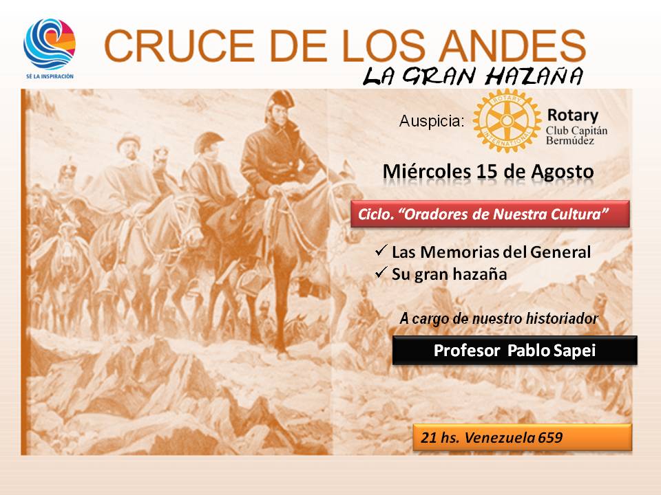 CapitanRotary's tweet image. el Ciclo de Oradores de nuestra Cultura, estará a cargo de nuestro historiador de la ciudad, el Prof. Pablo Sapei... Muchas Gracias