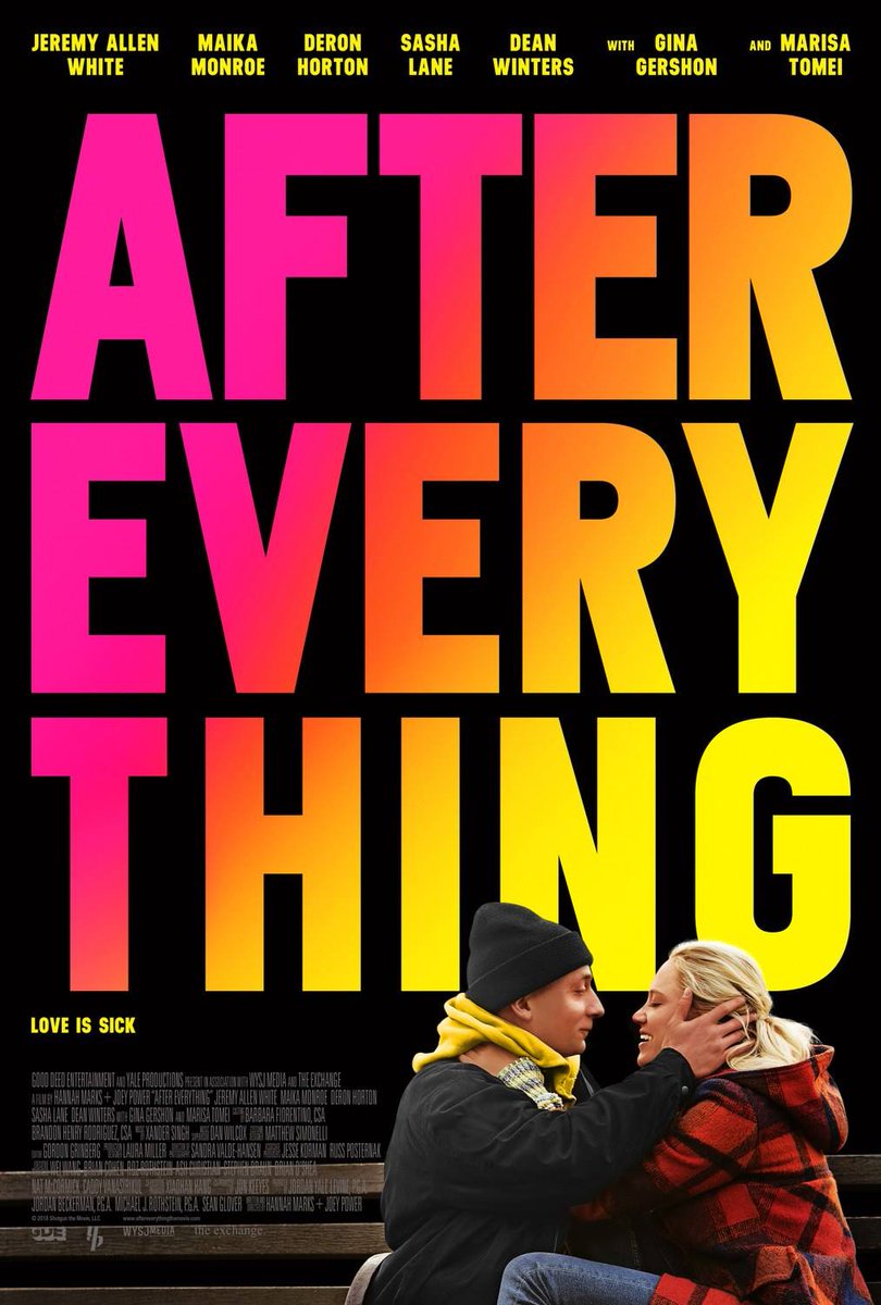 Check out the new trailer for AFTER EVERYTHING, written and directed by clients <a href="/hannahmarks/">hannah marks</a> and Joey Power! Starring Jeremy Allen White and <a href="/MaikaMonroe/">Maika Dillon Monroe</a>! In theaters October 12th!
Watch the trailer on <a href="/YouTube/">YouTube</a>: youtube.com/watch?v=eCX9PR…