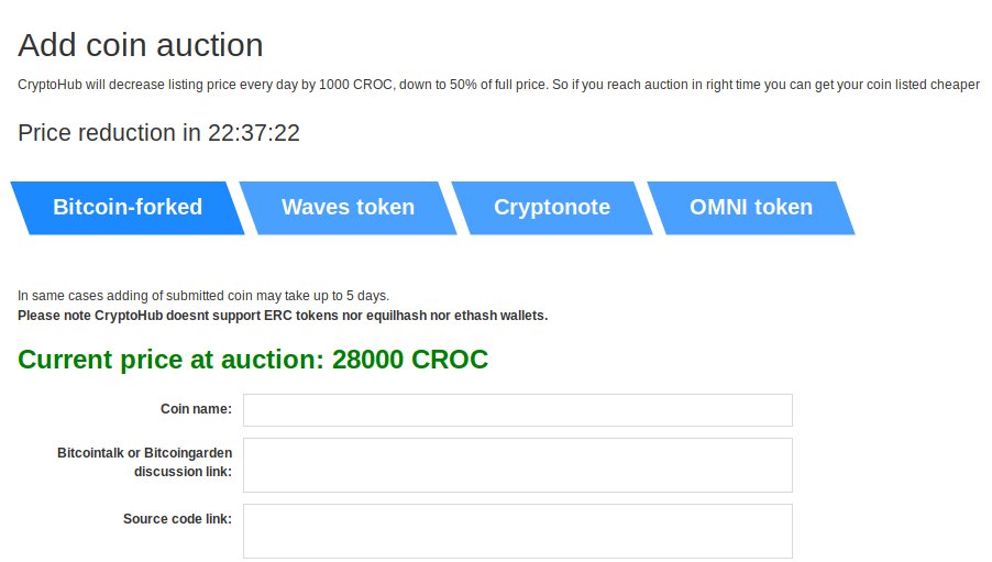 Adding coin auction now shows time until next price reduction