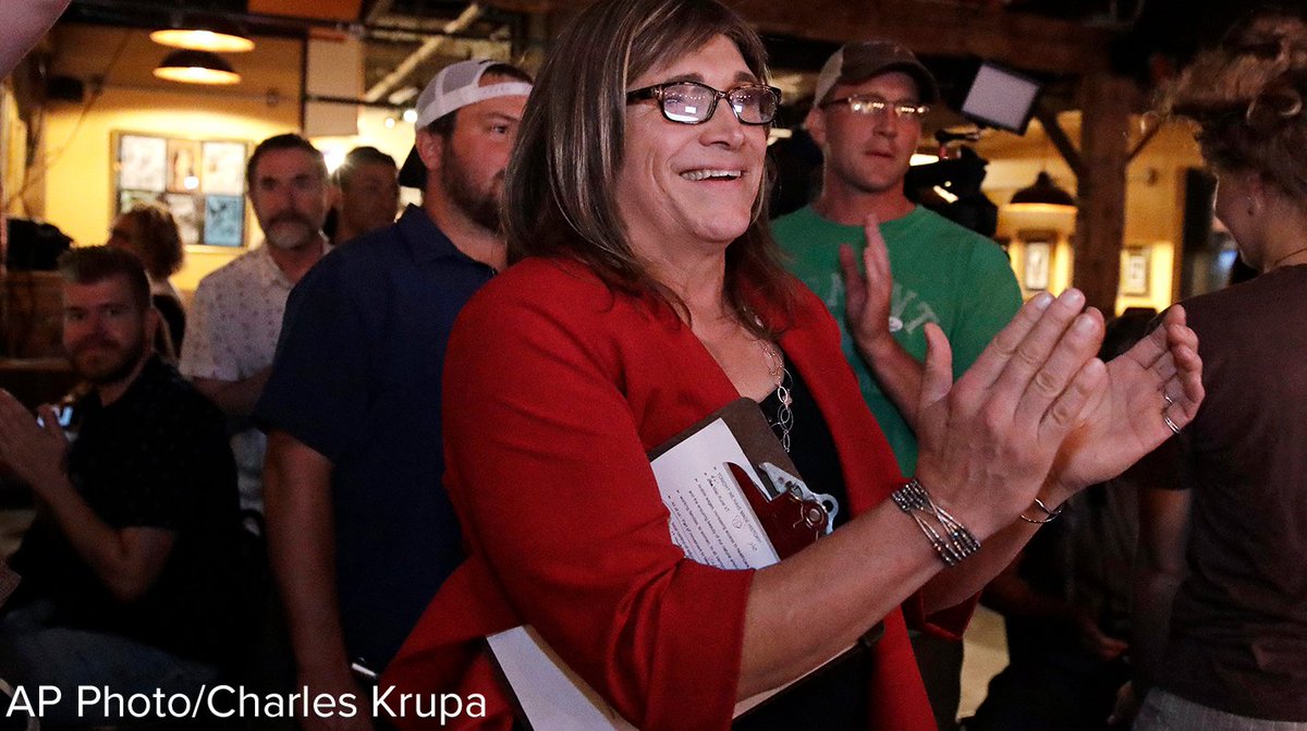 ABCPolitics's tweet photo. Vermont Democrats make history by nominating the first transgender candidate for governor in U.S. history: Christine Hallquist, the former chief executive of the Vermont Electric Cooperative, won the state's Democratic gubernatorial primary, AP projects. https://t.co/Qyw9eN1VWk https://t.co/McHFDeOLmf
