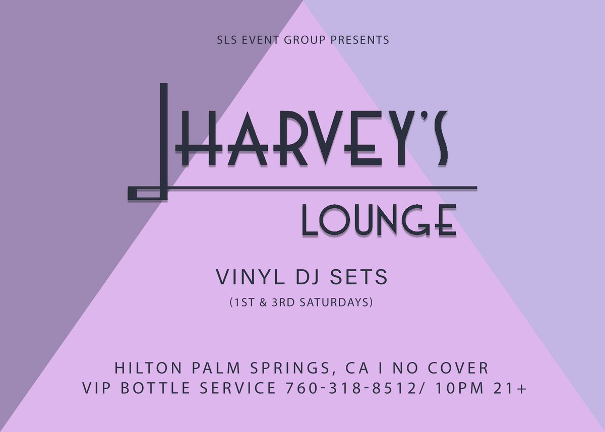 SLSeventgroup's tweet photo. Post #SplashHouse blues?

Never fear! Join us for a curated vinyl house set with @ShastaMusic at #HarveysLounge inside the @HiltonPSprings 

SAT | 18 AUG | NO COVER | 21+

#PalmSprings #HouseMusic #Coachella #HiltonHotel #HiltonPalmSprings #Weekend https://t.co/dczDWNMUnr