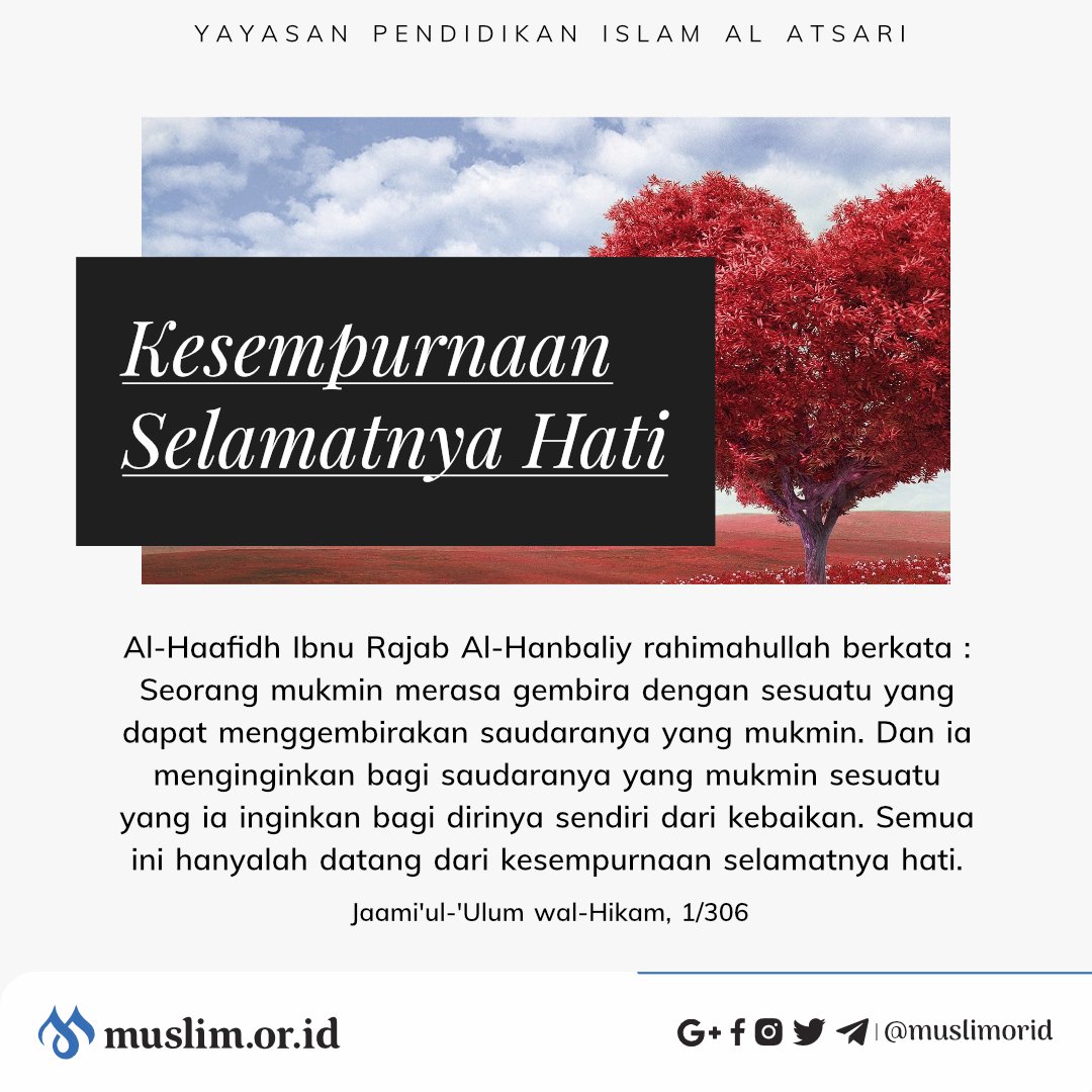 Semua ini hanyalah datang dari kesempurnaan selamatnya hati. Silakan di-retweet baarakallahu fiikum.