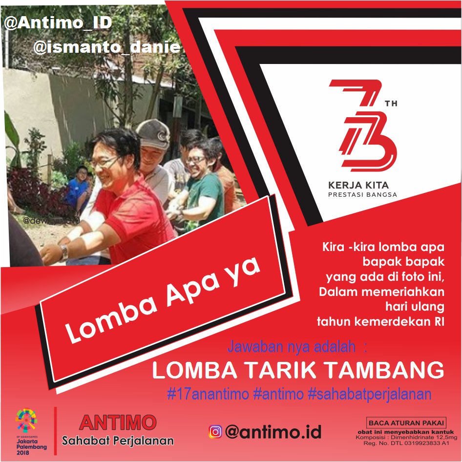 ismanto_danie's tweet image. Jawaban nya adalah : " LOMBA TARIK TAMBANG " #17anantimo #antimo #sahabatperjalanan Yuk Folow @Antimo_ID Guys RT Like dan Jawab @cahyo_nodezthrd @ayoesfa @henni_sianipar @adiwibowo677 @mulus_sae1 @SitiKastini @SriPamungkas15 @ria_alita @AstaPatullah @Cacaopalme @itsRahSya