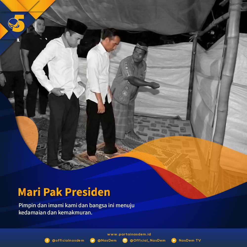 NasDem's tweet photo. Mari Pak Presiden...

Pimpin dan Imami kami dan bangsa ini menuju kedamaian dan kemakmuran

Karena kami yakin anda lah sosok yang layak kami percaya memimpin negeri ini

#NasDemAntiMahar #PolitikTanpaMahar #2019TetapJokowi #JokowiPresidenku #NasDemPartaiku https://t.co/59hLUhEsMu