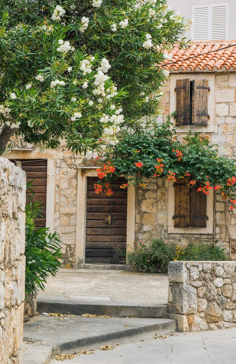AncientHistria's tweet photo. Picturesque old house on the Vis Island 🌹🌹💚💚 #dalmatia #architecture #flowers #Mediterranean https://t.co/92mjmouMdW