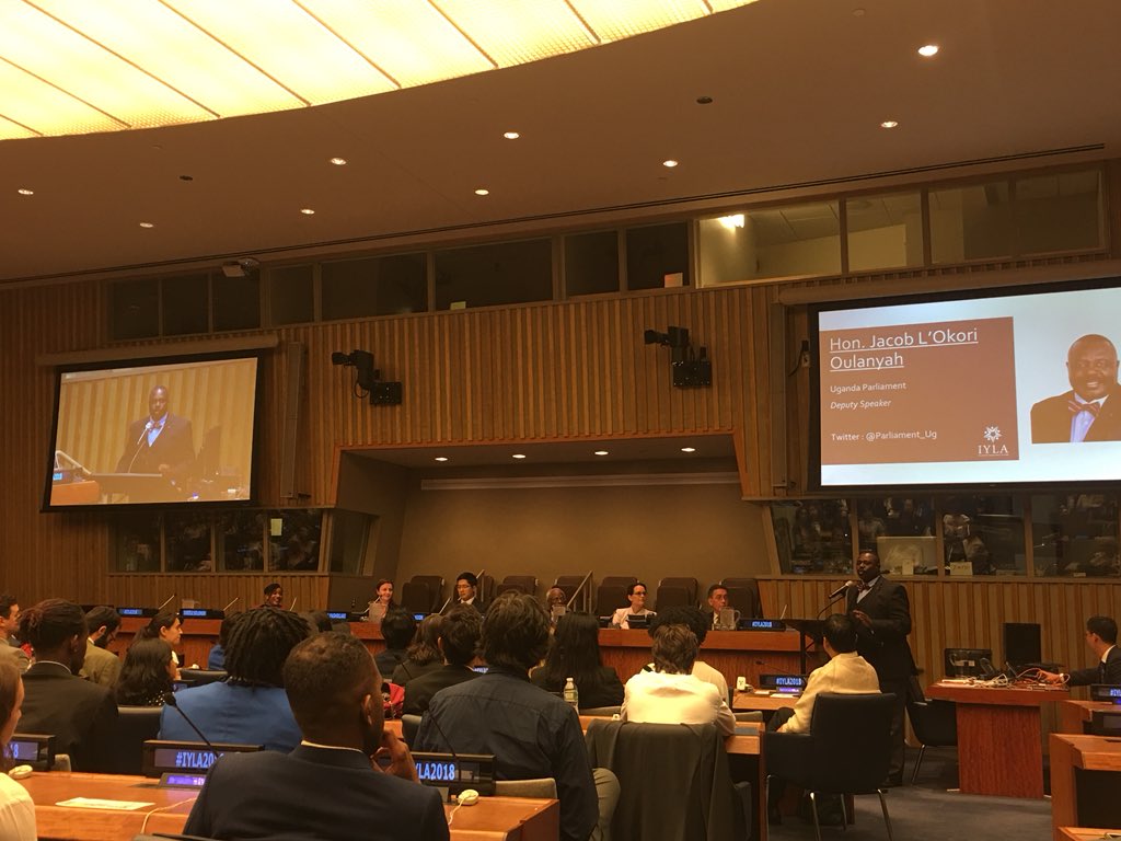 officialCCNYNGO's tweet photo. Today @UNHQ in New York, Deputy Speaker of Uganda’s Parliament - Jacob L’Okori Oulanayah urging the youth gathered in annual IYLA Global Summit to stand up for “moral leadership and innovative solutions to overcome injustice” #UN #UNDPI #YouthRep #IYLA https://t.co/OzvzODATQv