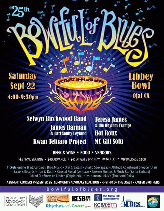 OjaiBowlBlues's tweet photo. 25th #BowlfulofBlues in #Ojai this September 22nd! Tickets available now from local merchants @SalzersRecords1 @ironandresin & others listed here, as well as on our #festival website https://t.co/xwhqqY4jHb - #LibbeyBowl #California #bluesrock #bluesfest https://t.co/JfBWYJPcfR https://t.co/wAsyy2SkLD