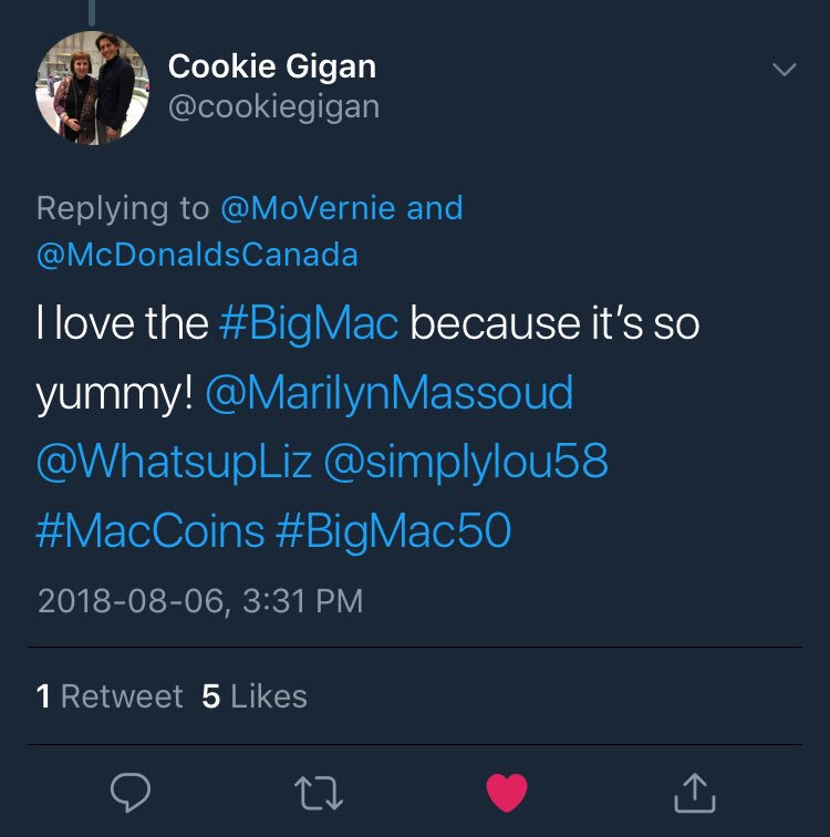 MoVernie's tweet image. There are a total of 5 winners who entered my #MoVernieContest. Each of them won a #MacCoin.

I chose 3 winners from #Twitter &amp;amp; 2 winners from #Instagram.

Congrats to these 5 lucky winners! Thx every1 for ur support. Until next time! 

@McDonaldsCanada #BigMac50 #Winners