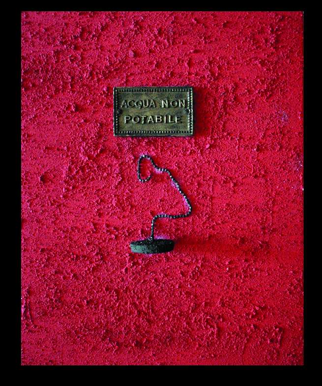 Ecoartproject's tweet photo. Acqua non potabile, Carla Mura, 2002. 
A technical realization: acrylic, sand, aluminum, brass, rubber. 
https://t.co/TMZgWuMBIT https://t.co/k0H5wjnKT4