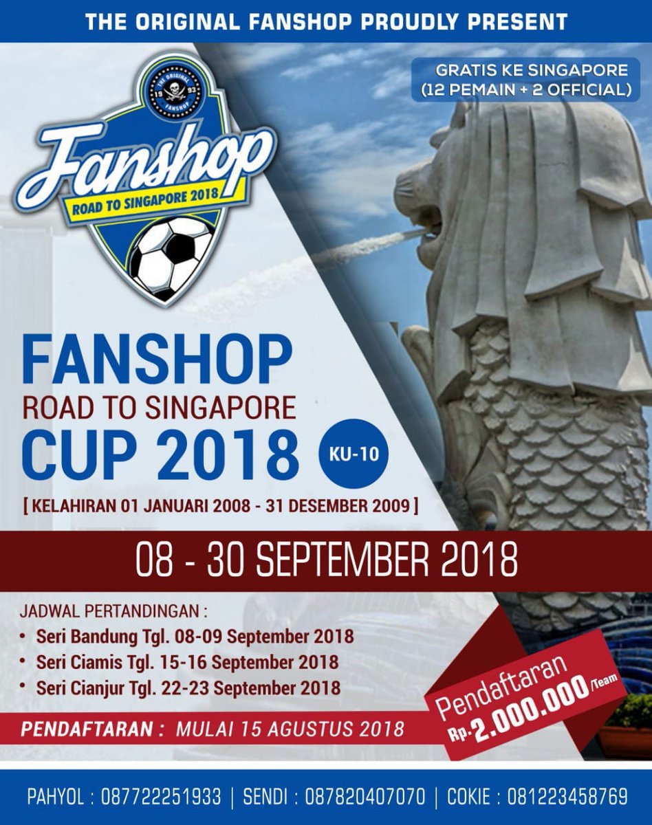 Segera daftarkan tim kalian, untuk turnamen U-10 paling bergengsi di Jawa Barat. Slot terbatas, jangan sampe kehabisan! Cc: <a href="/hooliganbdg/">autputzer</a> @vikingpersib_93 <a href="/BobotohID/">BobotohID</a>