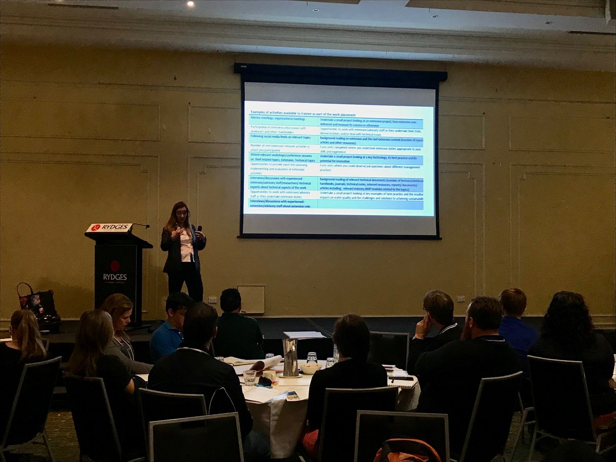ReefAllianceAU's tweet photo. Day two of the Reef Extension Forum covered the 'Pilot Agricultural Capacity Building Program', whole of farm nutrient management plans and a panel of extension professionals sharing their experiences. #reefext2018 #ReefAlliance https://t.co/c8pVxm9xCS