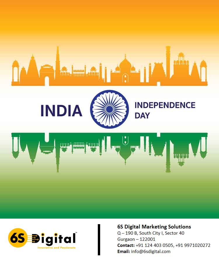 6SDigital's tweet photo. 6S Digital Marketing Solutions Wishes You Happy Independence Day #IndependenceDayIndia #India #JaiHind #HappyIndependenceDay https://t.co/if9PFdWmcG