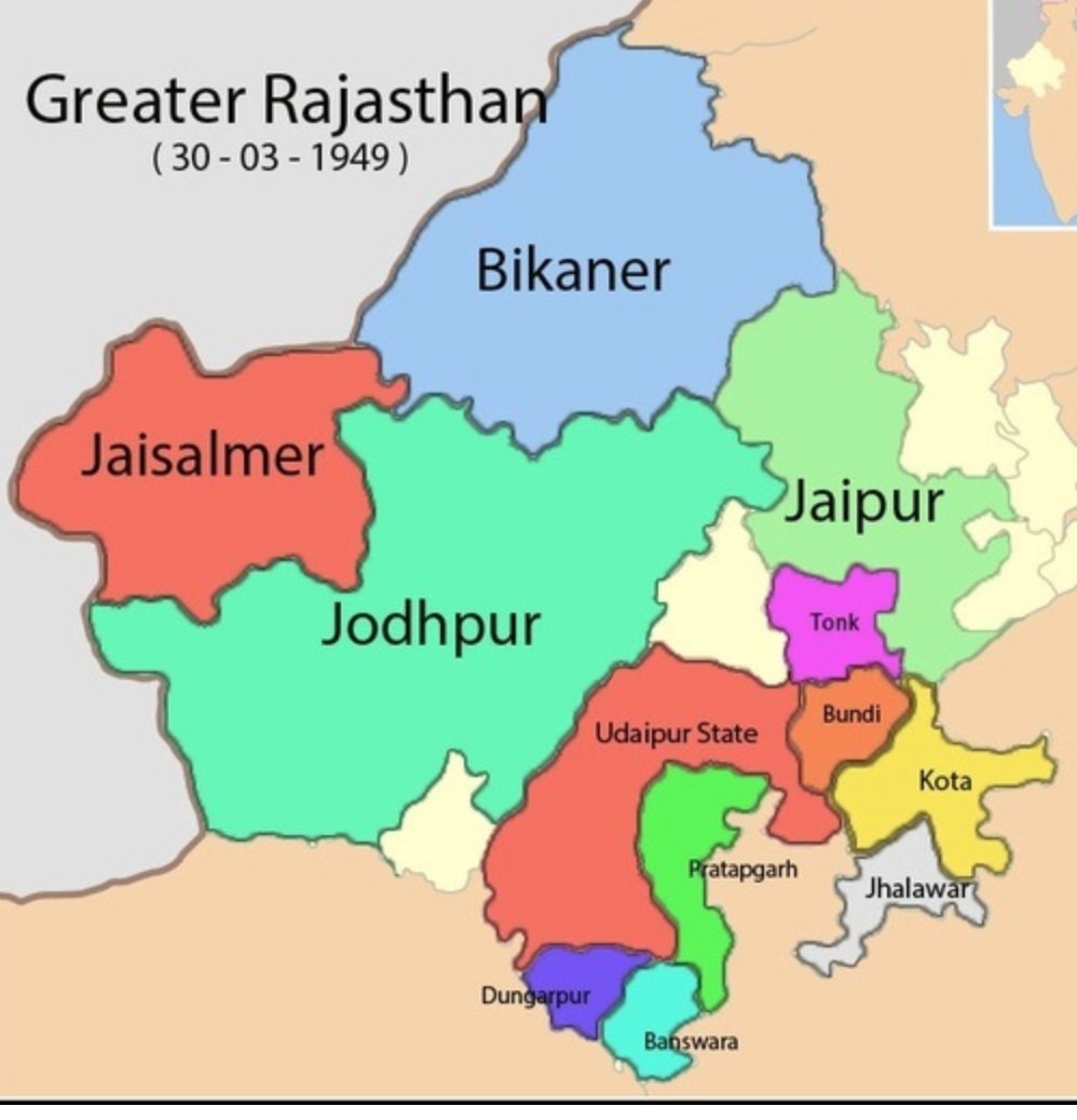 5. It continued to evolve rapidly. This time the big princely states agreeing to join; in particular Jaipur. Finally, in the 1956 reorganisation of states, it settled to its present confines.