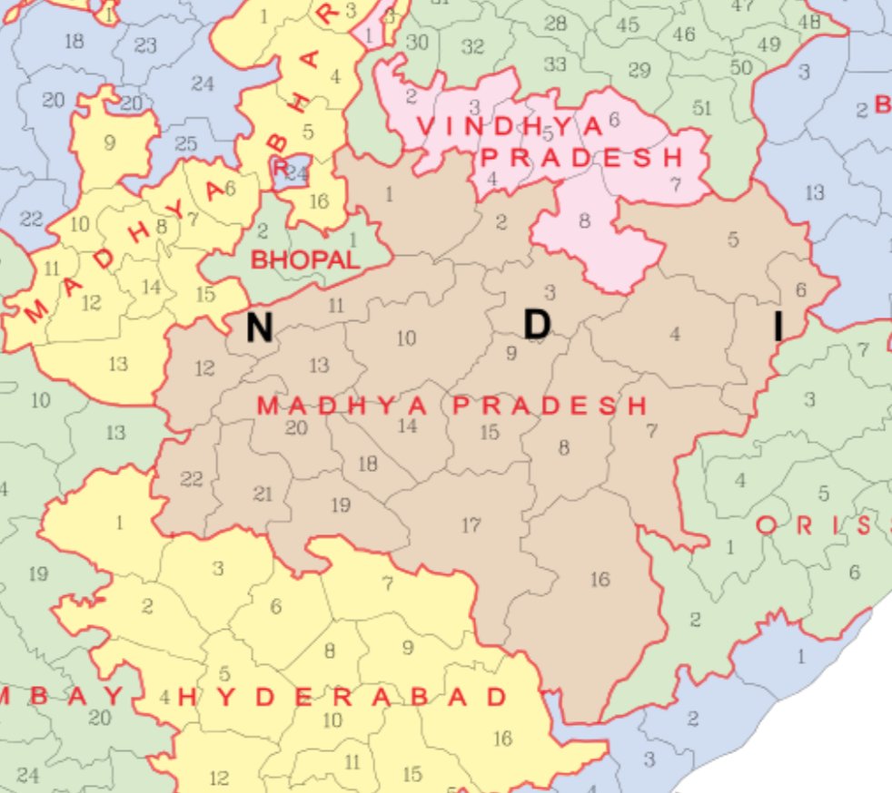 6. Madhya Pradesh was initially Central Province and Berar with Nagpur(!) as capital. It quickly became MP while there was a separate Madhya Bharat, Vindhya Pradesh and Bhopal. Yes, Bhopal was a separate state for some time. In 1956, Nagpur (the capital!) went to Bombay State.