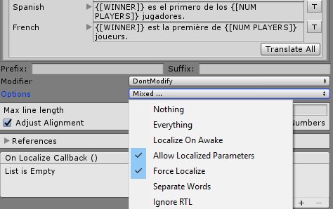 bit.ly/I2_Loc v2.8.8a3 adds a flag allowing parameters to be localized as well!

Depending on the language, "The winner is the {[COLOR]}" 
can become "The winner is the red" or "El ganador es el rojo".
#AssetStore #unity3d #gamedev #indedev #UnityAssetStore