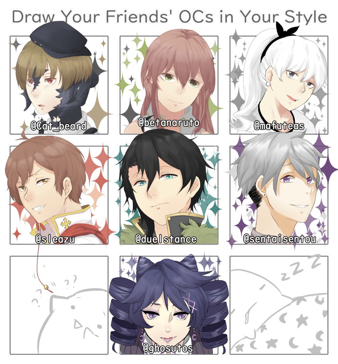 HEWWO I DID THE OC MEME FOR ALL MY LOVELY FRIENDS (i hope i didn't mess your designs and pls step on me if i did ;v; <3) 