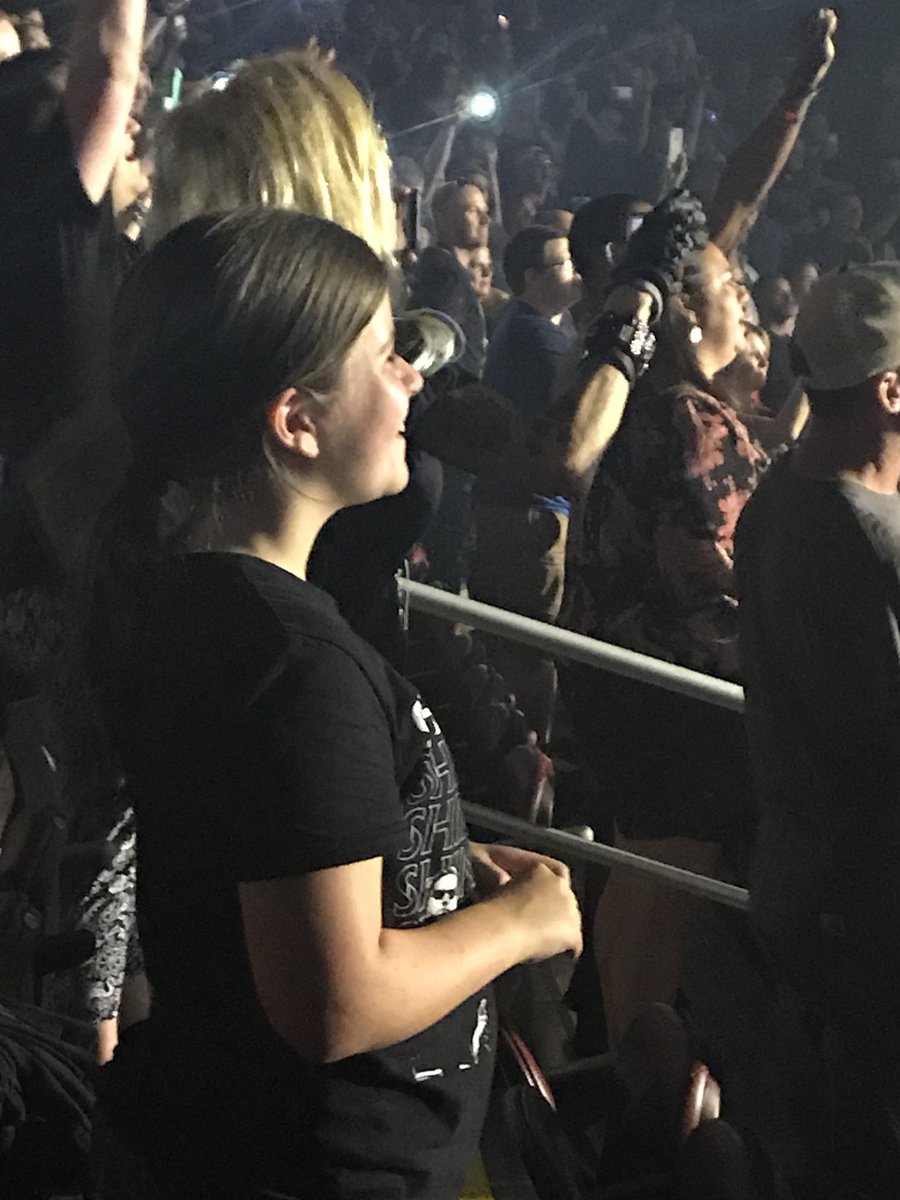 HobsonJoey's tweet image. Not only did she love her first Shinedown show but she stood through the whole set and sang every word. To top it off Zach threw her his pick during Simple Man. The pics say it all. Lol. She may never go to sleep. #rockerkid