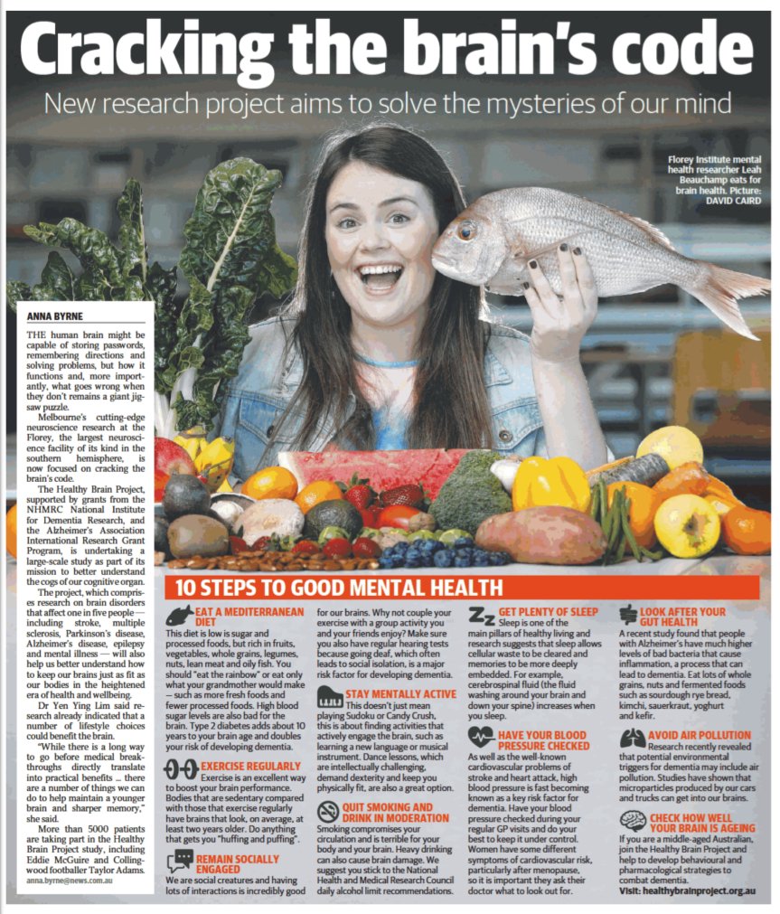 We are very excited to be featured in this article in the <a href="/theheraldsun/">Herald Sun</a> outlining some lifestyle choices that can promote mental health. Join our study at healthybrainproject.org.au #fightdementia #endalz