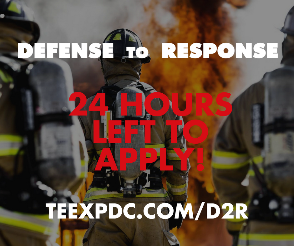 24 HOURS LEFT TO SUBMIT APPLICATIONS TO #DEFENSE2RESPONSE! It's not too late to apply! 
Applications are at: Teexpdc.com/d2r
Submit applications at: app.reviewr.com/s1/site//2018d…