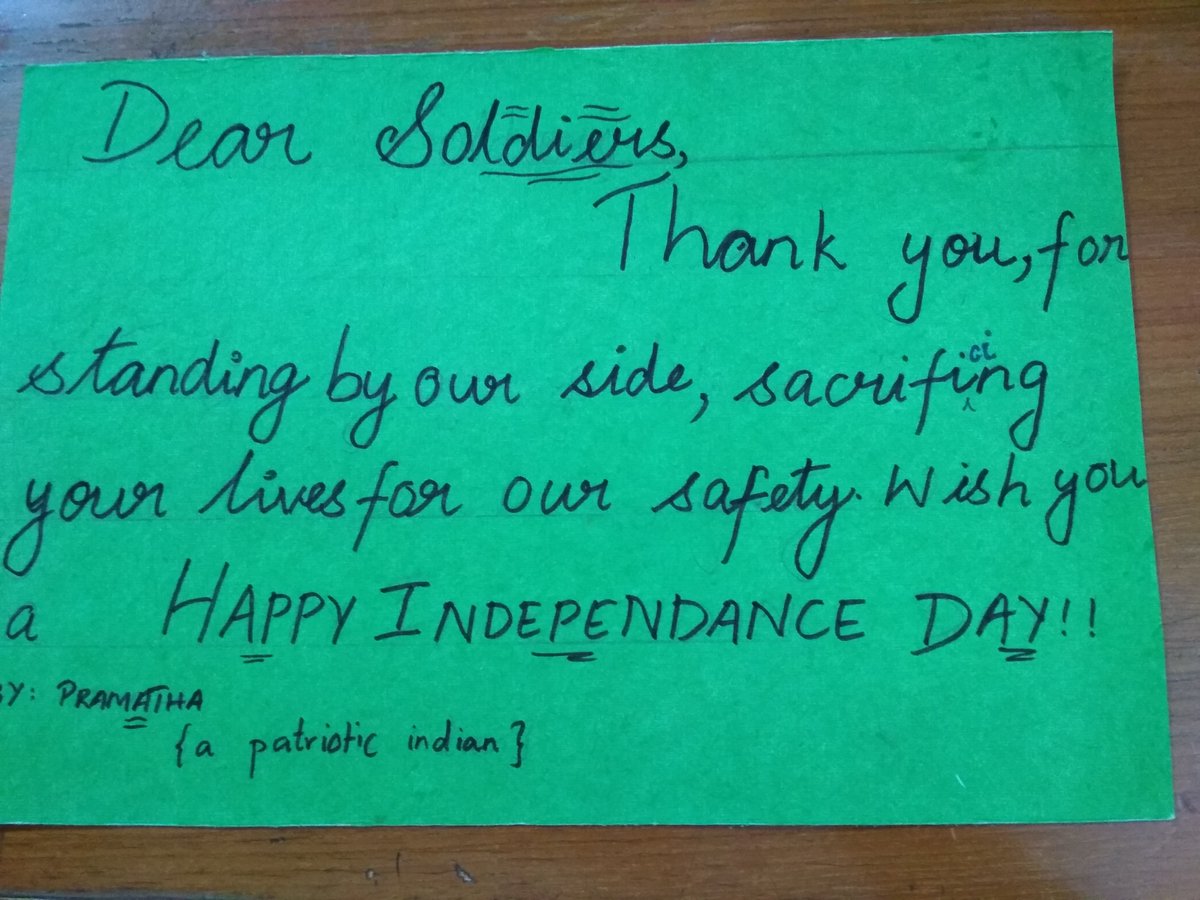 trioacademyblr's tweet photo. Our students wrote letters to our Jawans @adgpi @bloreschool @TOIIndiaNews @DefenceMinIndia https://t.co/e2kyFmjWkf
