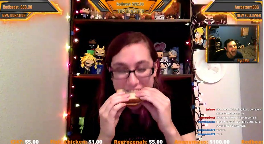 TheIrishNeko's tweet photo. Best part of the stream #PBJC #YouCantEvenTasteTheCheese Aldo, Pyro's reaction looks like watching something out of a horroe film https://t.co/5dldWdWzGo