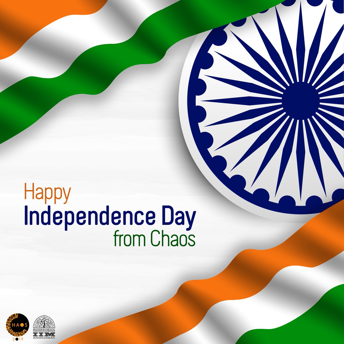 IIMA_Chaos's tweet photo. Let's take this day to think of our past and resolve to build a better future.
May the tricolour always fly high!

Team Chaos wishes you a Happy Independence Day https://t.co/AGnbXsgrcl