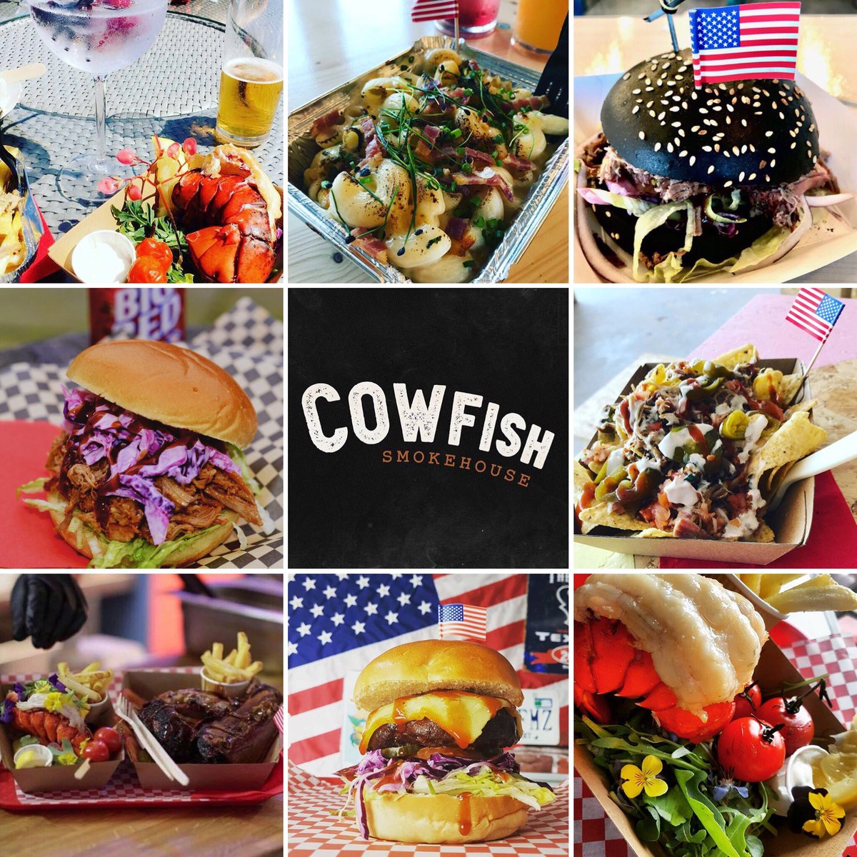 So a focus on one of our vendors this morning. We have the awesome <a href="/cowfishsmoke/">𝙲𝚘𝚠𝚏𝚒𝚜𝚑 𝚂𝚖𝚘𝚔𝚎𝚑𝚘𝚞𝚜𝚎</a> with us. Oak smoked lobster drizzled in truffle butter anyone?! 🤤 These guys are THE experts in authentic American BBQ. Check out the edible flowers!!!! Form an orderly queue folks 👌🏽
