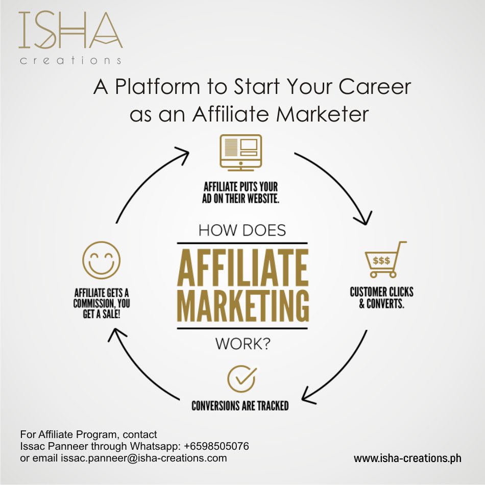 A Platform to Start Your Career as an Affiliate Marketer.
For more info, visit isha-creations.ph
For Affiliate Program, contact
Issac Panneer through Whatsapp: +6598505076
or email issac.panneer@isha-creations.com
#affilatemarketing #businessmindedpeople #extramoney