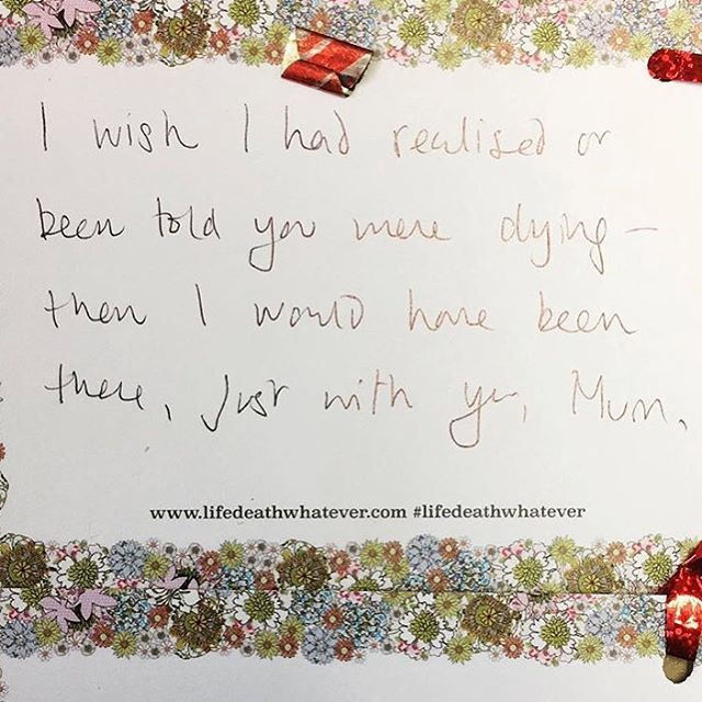 ‘I wish I’d known or been told that you were dying. Then I’d have been there for you Mum.’ #unsaid #lifedeathwhatever #redbridgelibraries #redbridgefinalparty #wanstead #love #loss #heartbreak #art #installation #allthatsleftunsaid #regram @redbridgefina… ift.tt/2B798id
