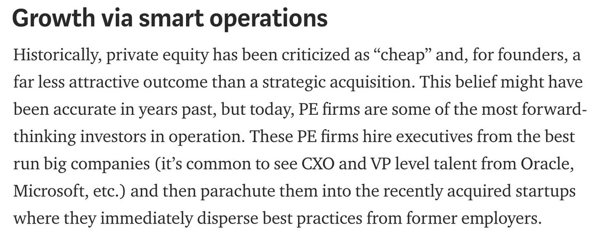 vincentdtian's tweet photo. Interesting that more PE firms are buying startups (post-P/M fit, recurring revenue, vast TAM). Bringing in ops experts (e.g. Sales/Growth) to maximize value should be a new career path for those in Growth, maybe through PE firms? @fcollective

https://t.co/IW6xUQrseX https://t.co/e0jZKr3PXD