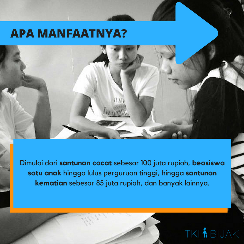 TKIBijak's tweet photo. Lalu, apa saja manfaat dari @BPJSTKinfo ini bagi para pekerja migran? Dan bagaimana cara daftarnya? #TKIBijak #YangMelekYangBijak https://t.co/OdVQyXmcLS
