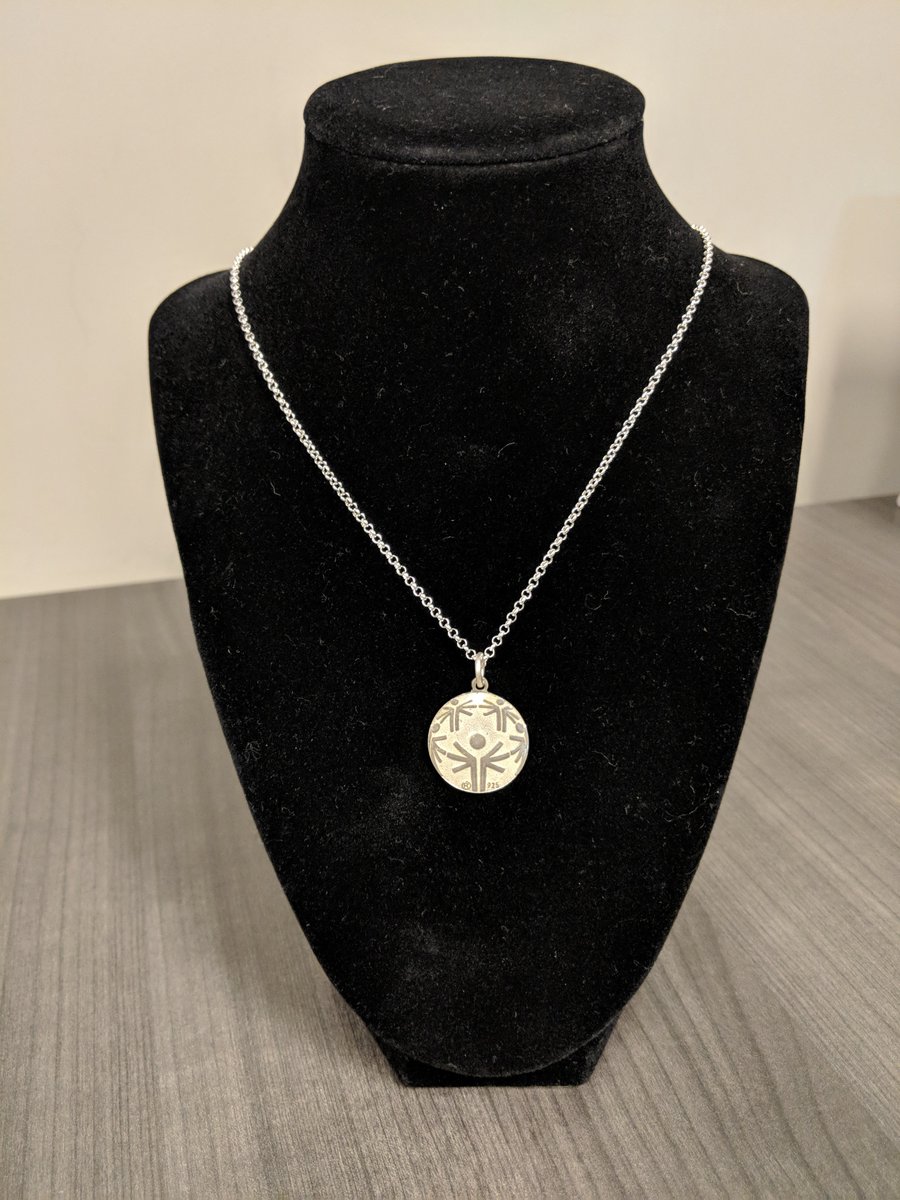 SOOntario's tweet photo. Congrats to @annald22 she engaged in our poll re. medal count for Team Ontario and receives this beautiful SO necklace courtesy of @Suetables Medal count from @SpecialO2018 sits at 372 way to go everyone! #ONOurGame Nxt up @WorldGamesAD https://t.co/wM88v93Rzr