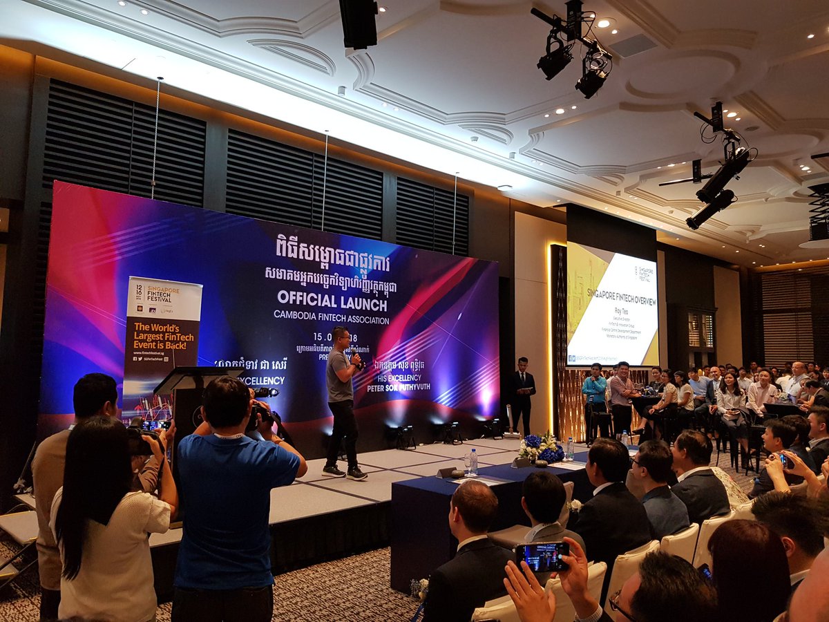 royfintech's tweet photo. Retweeted SG FinTech Festival (@sgfintechfest):

Pleasure to be in Phnom Penh today, sharing our FinTech journey in Singapore and being a guest at the launch of the Cambodia FinTech Association #SFF2018 #sgfintechfest https://t.co/eO4bKIXl4M