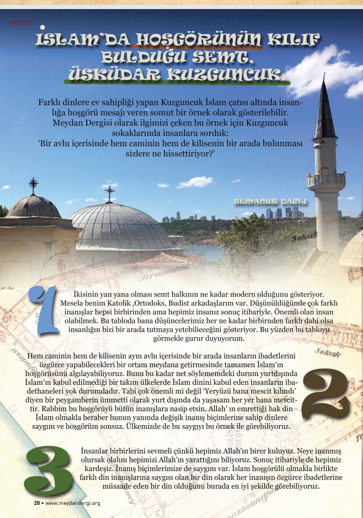 Yeni kalemler, yeni dertler... Meydan dergisi 4. sayısı ilginize sunulur@DalSemanur kaleminden hoşgörünün kalbi kurguncuk ....