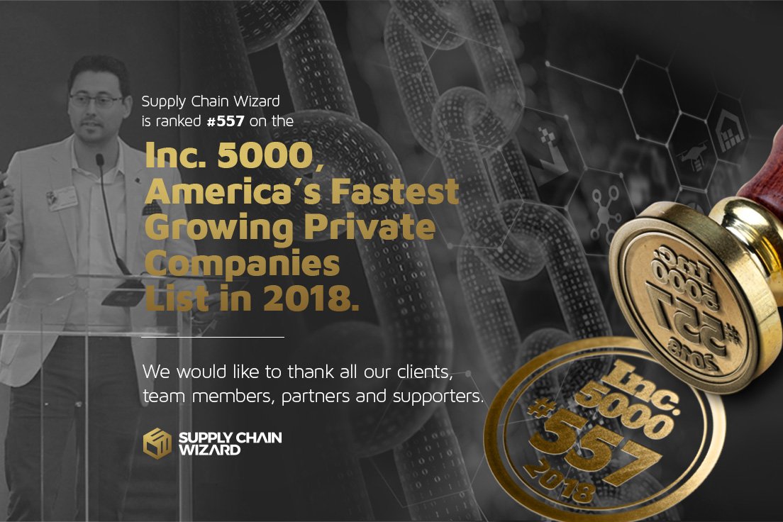 SC_Wizard's tweet photo. Supply Chain Wizard is ranked #557 on the Inc 5000 (#16 in New Jersey) as America’s Fastest Growing Private Companies List in 2018.  We would like to thank to all our clients, team members, partners and supporters! #Inc500 #Inc5000 #SupplyChainWizard
https://t.co/U6wpdeswpG https://t.co/idaYoEwNHH