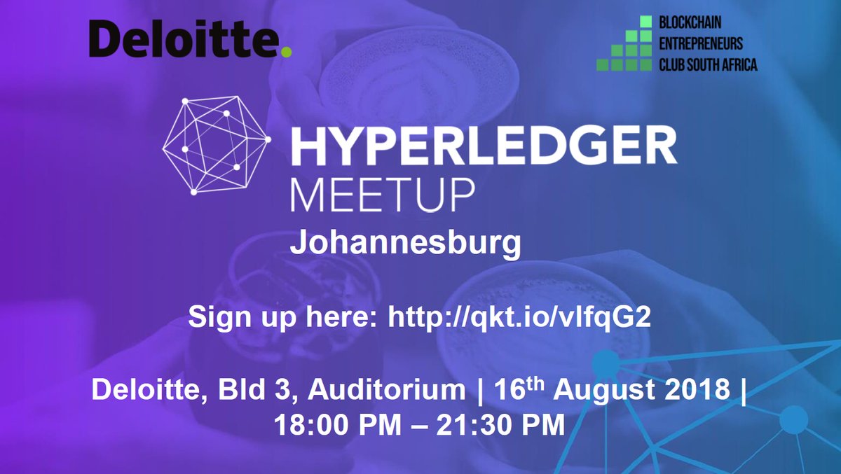 BlockchainAcad's tweet image. Join the @Hyperledger #Meetup in #JHB tomorrow where our Consultant &amp;amp; Hyperledger Principle Lead, @fabsvdm will be presenting! A great opportunity to learn more about this #permissionedblockchain which is specifically aimed at enterprises. FREE tickets! qkt.io/vlfqG2